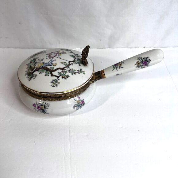 VTG Porcelain Silent Butler Crumb Ashes Collector Hinged Lid Andrea By Sadek - Picture 2 of 16